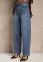 Niebieskie Jeansy o Kroju Balloon High Waist Analerie