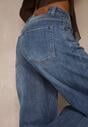 Niebieskie Jeansy o Kroju Balloon High Waist Analerie