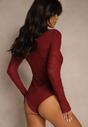 Bordowe Body Longsleeve z Koronki z Bawełną Zenisesa