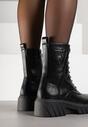 Czarne Rockowe Botki Workery Zdobione Nitami Eratila