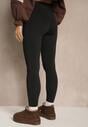 Czarne Legginsy High Waist Ozdobione Przeszyciem Belanessa