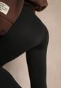 Czarne Legginsy High Waist Ozdobione Przeszyciem Belanessa