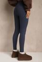 Granatowe Legginsy High Waist z Szeroką Gumką w Talii Aithala