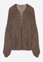 Jasnobrązowy Niezapinany Kardigan Nietoperzowy z Dodatkiem Wełny i Wiskozy Rallidia