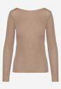 Beżowa Bluzka Longsleeve z Wiskozy i Kaszmiru Unelle