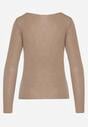 Beżowa Bluzka Longsleeve z Wiskozy i Kaszmiru Unelle