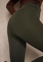 Ciemnozielone Legginsy Casual Regualr Waist Ralinsa