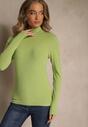 Zielona Casualowa Bluzka z Golfem Longsleeve Ralaia
