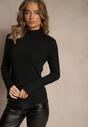 Czarna Casualowa Bluzka z Golfem Longsleeve Ralaia
