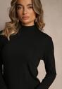 Czarna Casualowa Bluzka z Golfem Longsleeve Ralaia