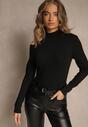 Czarna Casualowa Bluzka z Golfem Longsleeve Ralaia