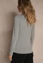 Szara Casualowa Bluzka z Golfem Longsleeve Ralaia