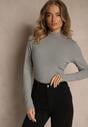 Szara Casualowa Bluzka z Golfem Longsleeve Ralaia