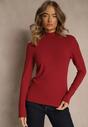 Bordowa Casualowa Bluzka z Golfem Longsleeve Ralaia