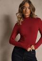 Bordowa Casualowa Bluzka z Golfem Longsleeve Ralaia