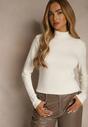 Biała Casualowa Bluzka z Golfem Longsleeve Ralaia