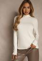 Biała Casualowa Bluzka z Golfem Longsleeve Ralaia