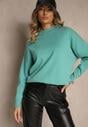 Zielony Nietoperzowy Sweter w Minimalistycznym Stylu Raliava