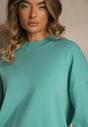 Zielony Nietoperzowy Sweter w Minimalistycznym Stylu Raliava