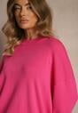 Fuksjowy Nietoperzowy Sweter w Minimalistycznym Stylu Raliava
