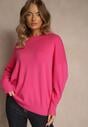 Fuksjowy Nietoperzowy Sweter w Minimalistycznym Stylu Raliava