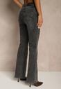 Czarne Jeansy Dzwony High Waist z Dodatkiem Wiskozy Unenaia