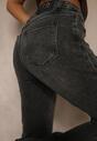 Czarne Jeansy Dzwony High Waist z Dodatkiem Wiskozy Unenaia
