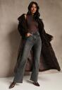 Czarne Jeansy Dzwony High Waist z Dodatkiem Wiskozy Unenaia