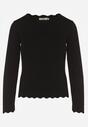 Czarny Sweter z Wiskozą i Ozdobną Falbanką Mevidella