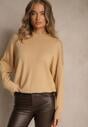 Brązowy Nietoperzowy Sweter w Minimalistycznym Stylu Raliava