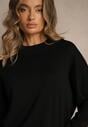 Czarny Nietoperzowy Sweter w Minimalistycznym Stylu Raliava