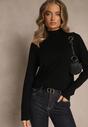Czarny Casualowy Sweter z Półgolfem w Minimalistycznym Stylu Seorienne