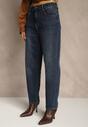Niebieskie Jeansy Mom Fit High Waist z Wiskozą Erralia