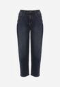 Granatowe Jeansy Mom Fit High Waist z Wiskozą Erralia