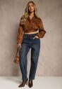 Niebieskie Jeansy Mom Fit High Waist z Wiskozą Erralia