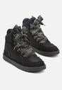 Czarne Sneakersy Ozdobione Sznurówkami w Geometryczny Wzór Avoslia