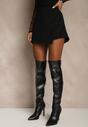Czarne Cekinowe Spódnico-Szorty z Wełną Fedalia