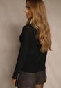 Czarna Wiskozowa Bluzka Longsleeve Golf z Kaszmirem Vidara
