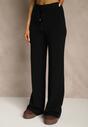 Czarne Spodnie Wide Leg High Waist z Dodatkiem Kaszmiru Nevalla