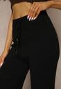 Czarne Spodnie Wide Leg High Waist z Dodatkiem Kaszmiru Nevalla