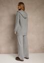 Ciemnoszary Komplet z Wełną i Bawełną Rozpinana Bluza z Kapturem i Szerokie Spodnie Reisema