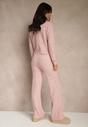 Jasnoróżowy Dzianinowy Komplet z Wełną Spodnie Wide Leg i Sweter Cropped Nezera