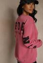 Różowa Bluza Ocieplana z Bawełną Ozdobiona Napisem Fezurra