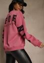 Różowa Bluza Ocieplana z Bawełną Ozdobiona Napisem Fezurra