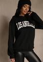 Czarna Bluza z Bawełną Ozdobiona  Napisem Fezolda