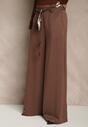 Brązowe Szerokie Spodnie z Paskiem w Stylu Wstążki Tussema