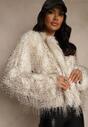 Biała Kurtka Futerko Ozdobione Cieniowaniem Tusirra