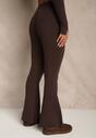 Brązowe Spodnie Dzwony z Wiskozą High Waist Tusrima