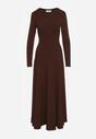 Brązowa Rozkloszowana Sukienka z Bawełny Tusmala