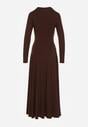 Brązowa Rozkloszowana Sukienka z Bawełny Tusmala